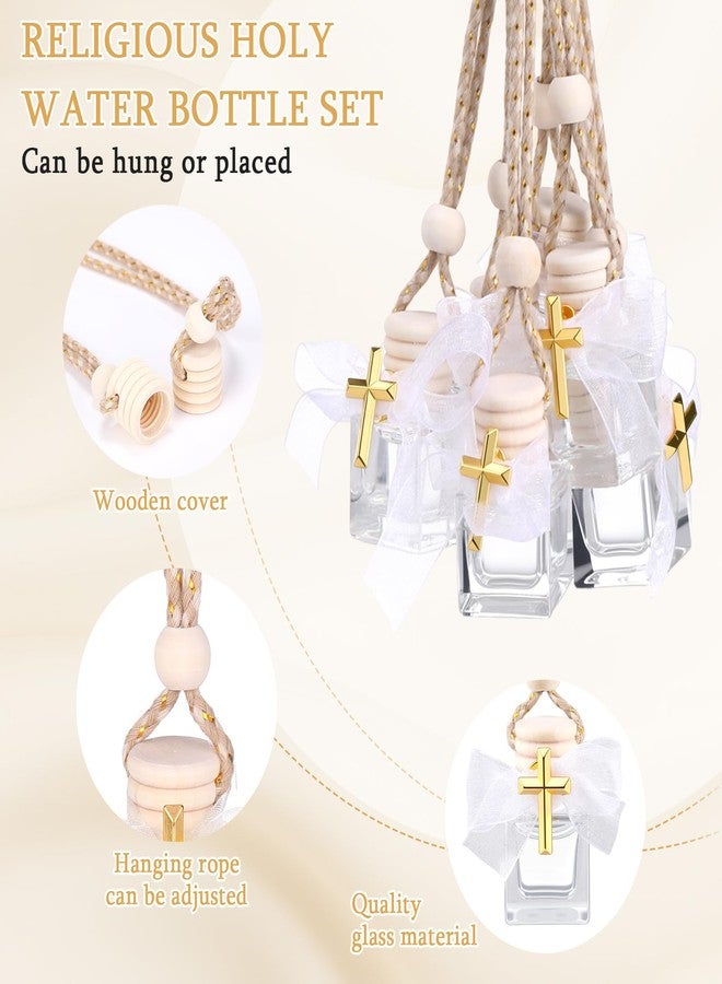 Afarnook 30 Set Baptism Favors Holy Water Bottles 8ml Mini Catholic Christian Holy Water Container with Cross Pin and Ribbon for Church Catholic Baptism Communion Gift(White,Square) - Image 3